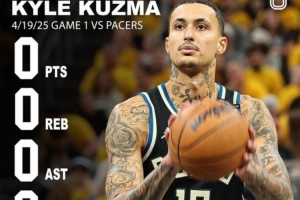 🤡库兹马季后赛出战22分钟五项数据为零 追平NBA历史纪录